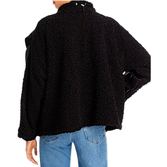 Blank NYC Black Faux Leather an Sherpa Combo Jacket Oversize Zip Up Size S  NWT - Picture 8 of 8